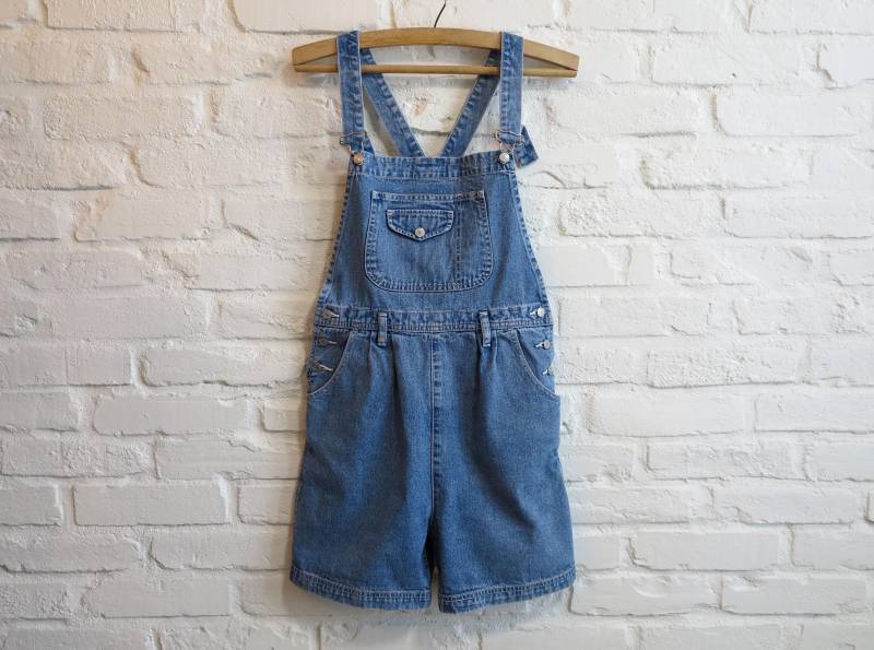 Blauer Denim-Overall-Jeans-Latz-Jumper-Ein Stück-Strampler-Denim Insgesamt Shorts Schmutz-Frauen-Overall-Kleine Größe von VintageOffer