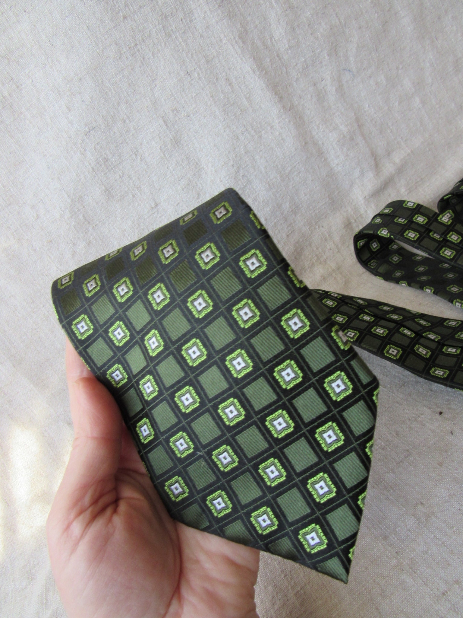 Ploenes Seidenkrawatte, Grün 100% Seide Necktie, Grüne Seidenkrawatte von VintageOldFox