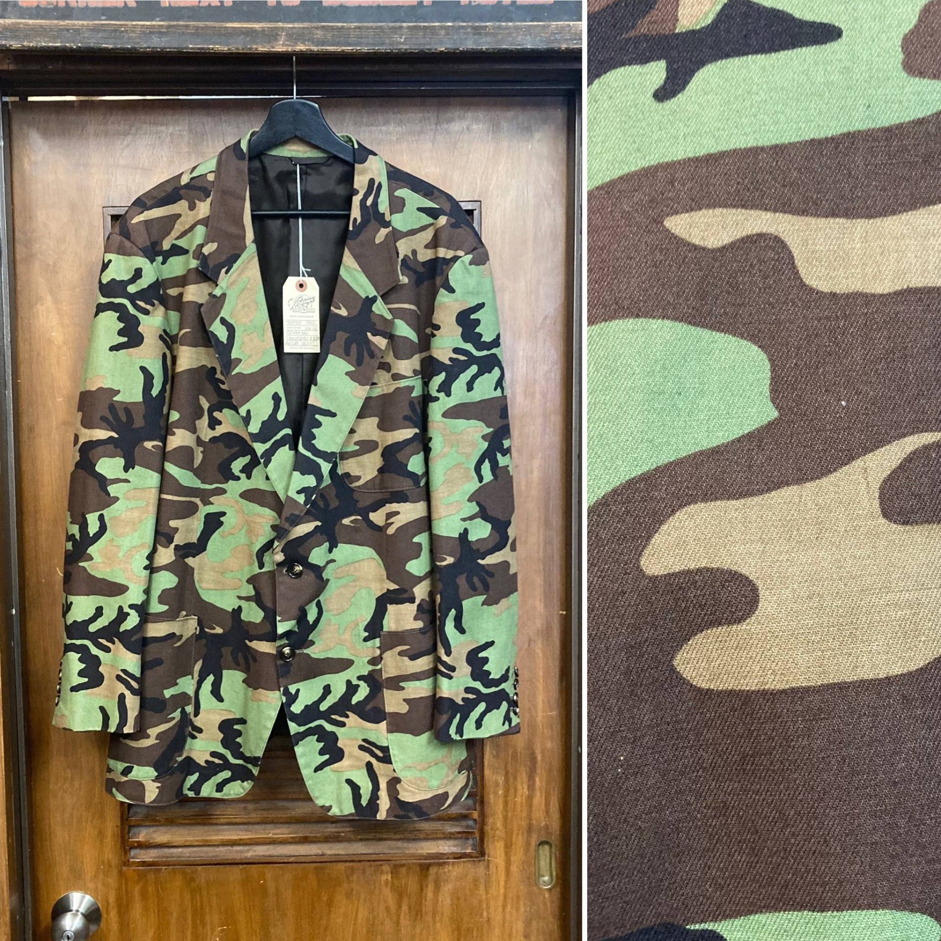 Vintage 1960Er Gr. Xl Vietnam Ära Camouflage Blazer Sport Mantel Jacke, 60Er Camo Kleidung von VintageOnHollywood