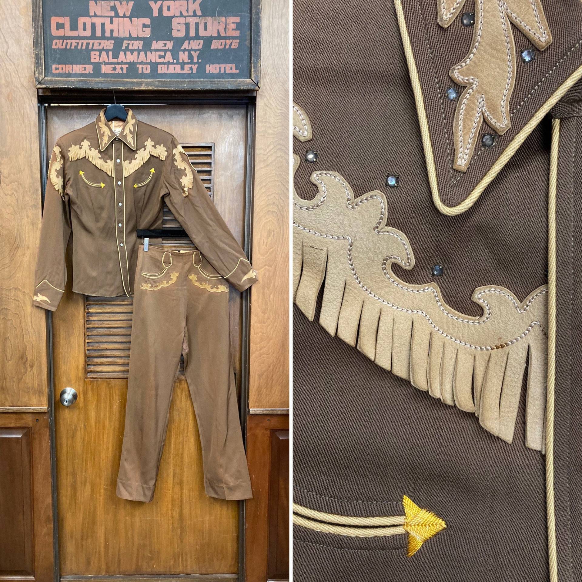 Vintage 50Er Jahre Damen "California Ranchwear" Western Cowboy Gab Rockabilly Shirt & Hose Outfit Set, Hosenanzug, Western, Cowboy, 1950Er von VintageOnHollywood