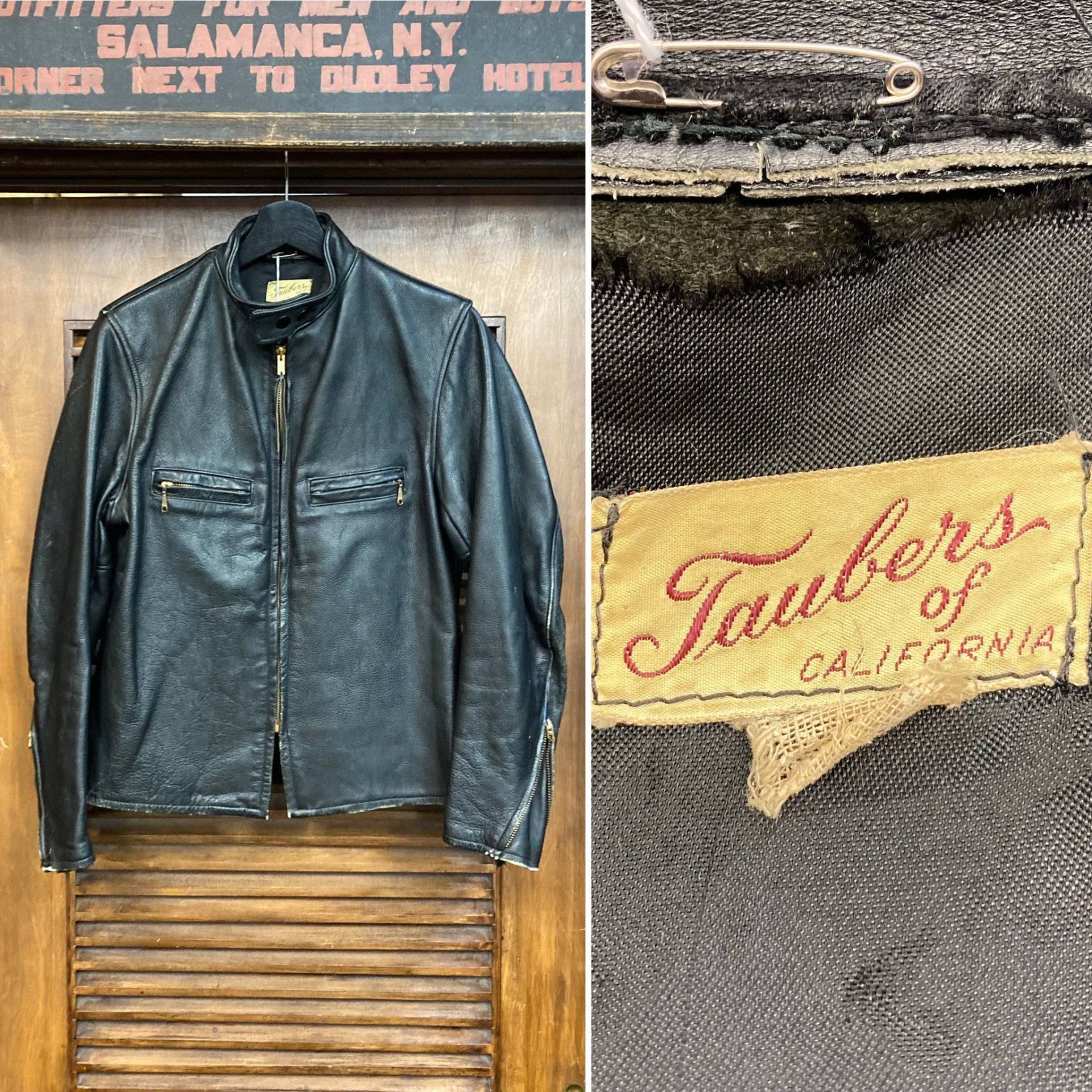 Vintage 60Er Jahre "Taubers" Label Cafe Racer Motorrad Lederjacke, Leder, Biker Jacke, Kleidung von VintageOnHollywood