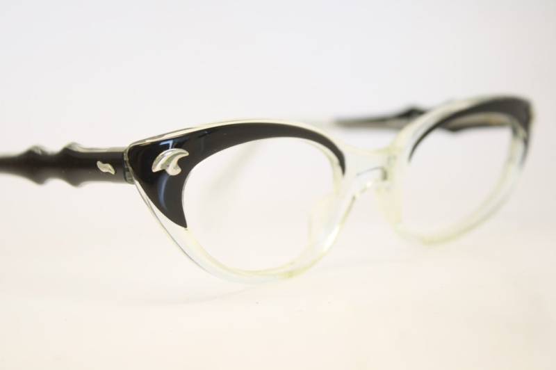 Schwarz Klare Katzenaugen Brille Fade Vintage Brillengestelle Schwarz Klare Katzenaugen Brille Fade Vintage Brillengestelle von VintageOpticalShop