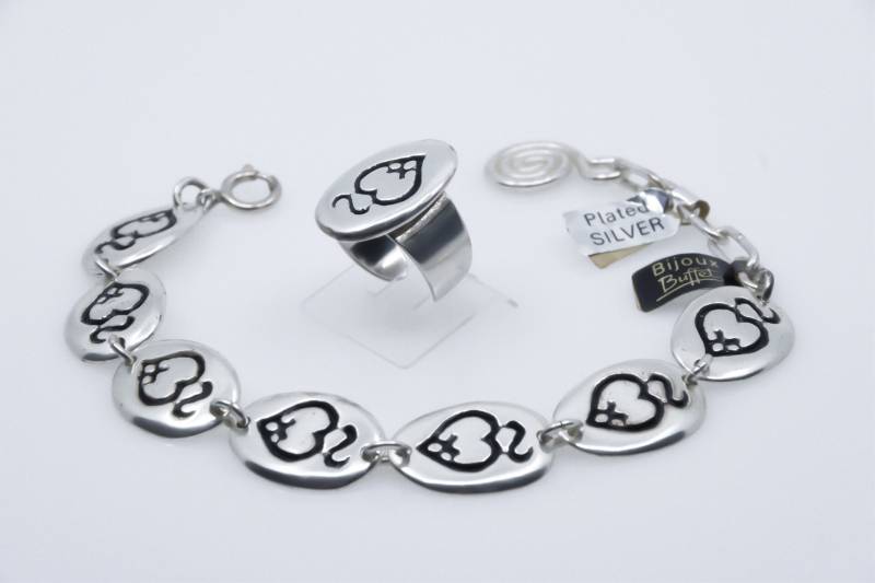 Armband Und Ring Signiert M. Buffet Bronze Versilbert 1960Er Jahre Bracelet & Plated Silver French Designer Jewelry Brutalist von VintageOrganaut