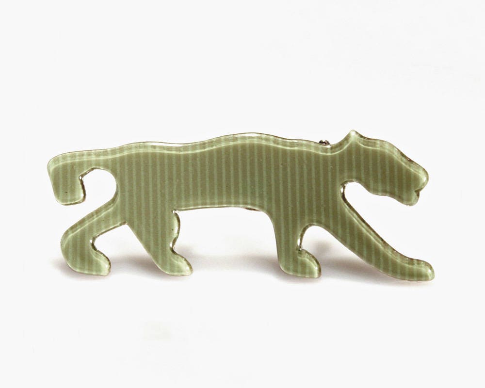 Lea Stein Brosche - Paris Jahrgang 1970S 80S Panther Brooch Couturier Modernist France Fashion Art Deco Stil Laminiert Celluloid von VintageOrganaut