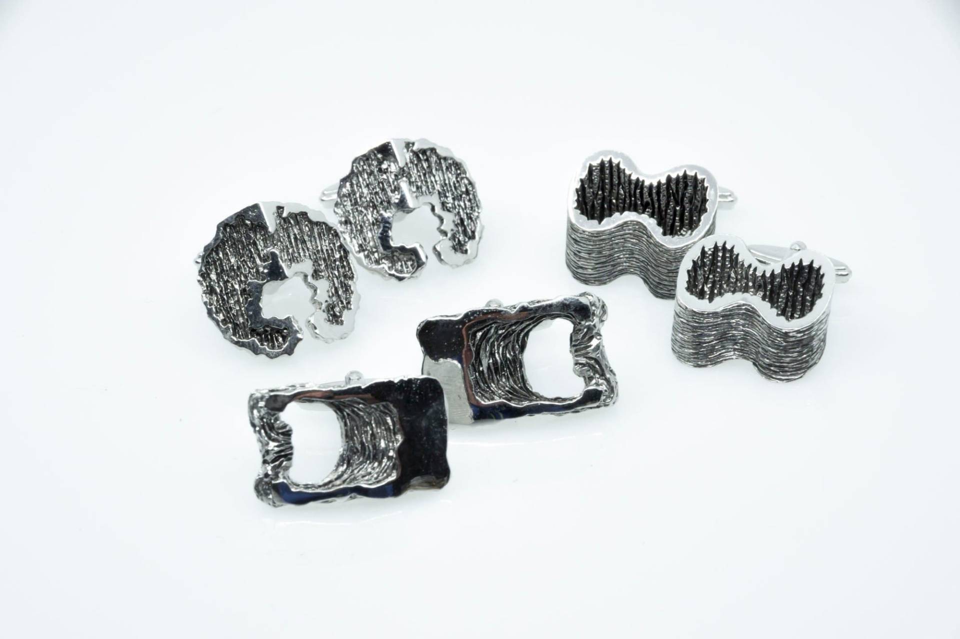 Wholesale Lot 3 Pairs Cufflinks Vintage 1970S Silver Plated Collection Designer Manschettenknöpfe 70S Modernist Brutalism Dapper Dandy Style Wholesale Lot 3 Pairs Cufflinks Vintage 1970S Silver Plated Collection Designer Manschettenknöpfe 70S Modernist Brutalism Dapper Dandy Style von VintageOrganaut