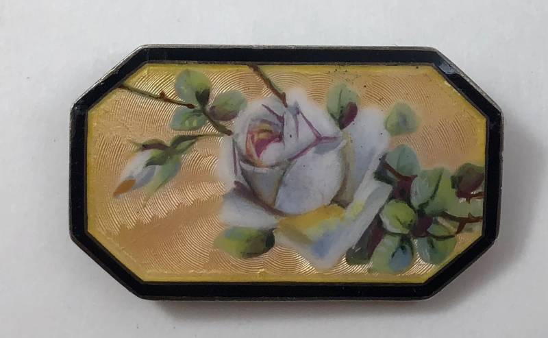 Antike Meyle Und Mayer Deutsche 935 Sterling Silber Guilloche Emaille Rosen Brosche von VintagePrairieGems