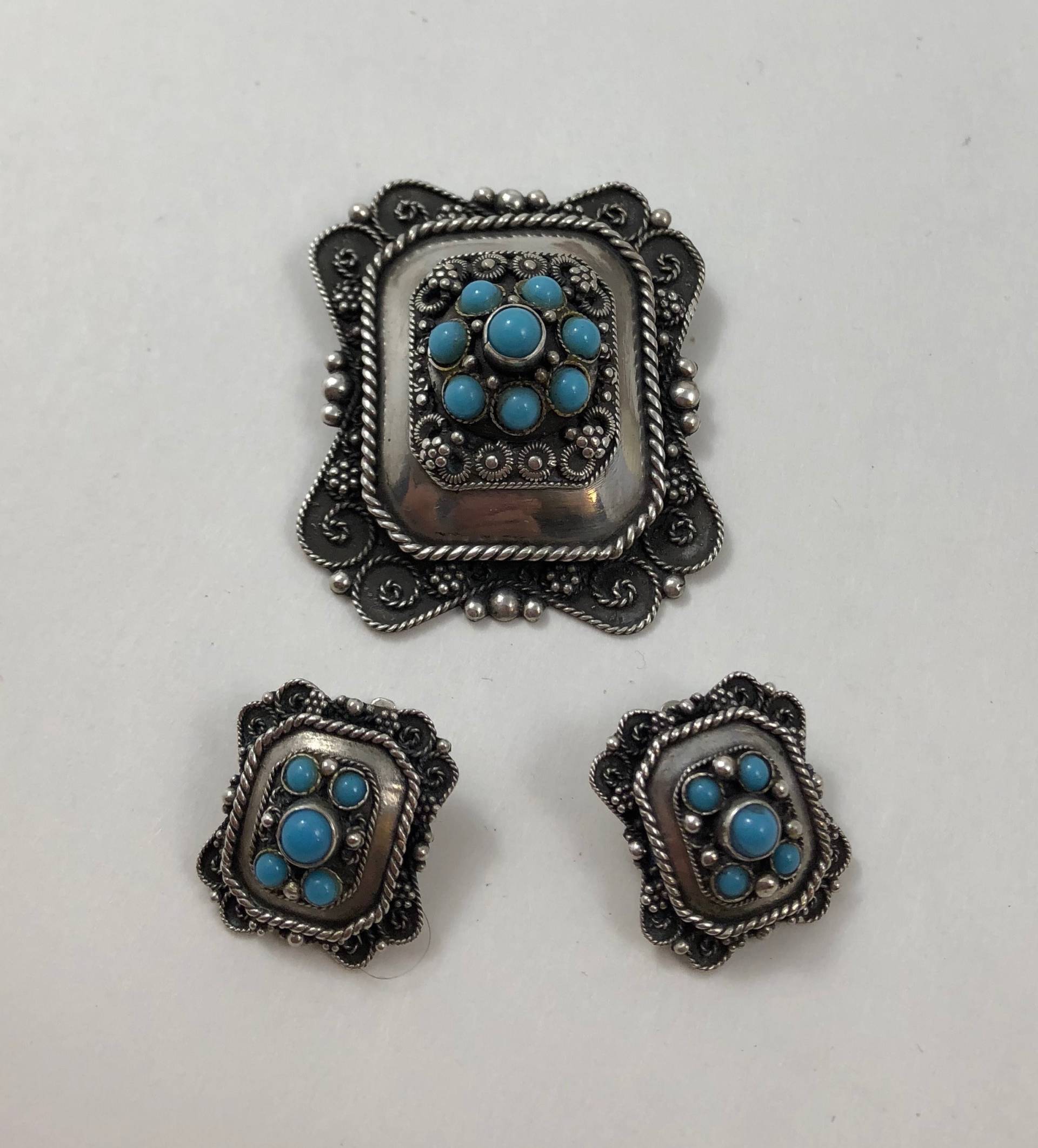 Vintage Israel 925 Sterling Silber Und Türkis Bead Brosche Anhänger Ohrringe Set Vintage Israel 925 Sterling Silber Und Türkis Bead Brosche Anhänger Ohrringe Set von VintagePrairieGems