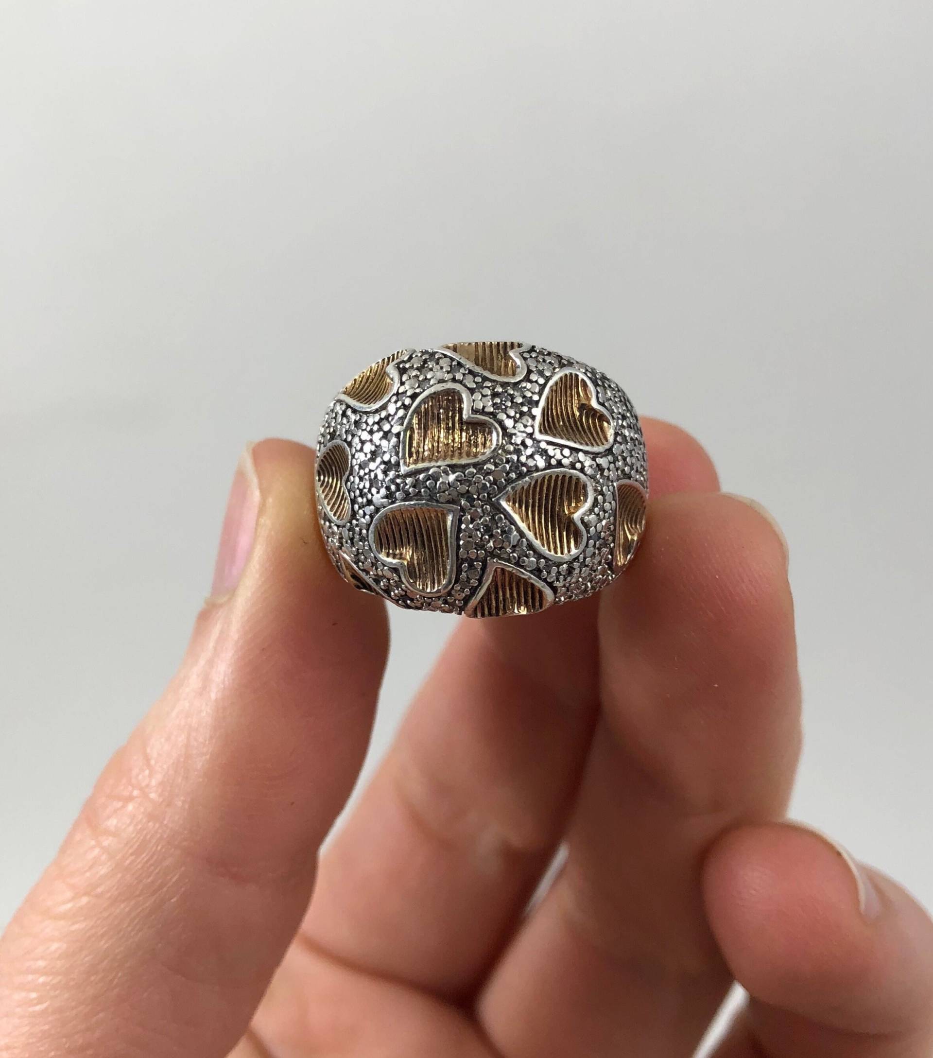 Vintage Jwbr Indien Sterling Silber Gold Herz Kuppel Abendessen Cocktail Statement Ring Vintage Jwbr Indien Sterling Silber Gold Herz Kuppel Abendessen Cocktail Statement Ring von VintagePrairieGems