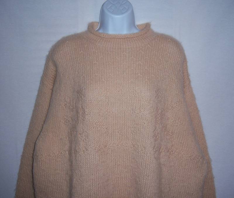 Vintage Eddie Bauer Aran Off White Creme Schneeflocke Intarsien Weicher Wolle Tunika Pullover Extra Large Xl Tall von VintagePrepGirl