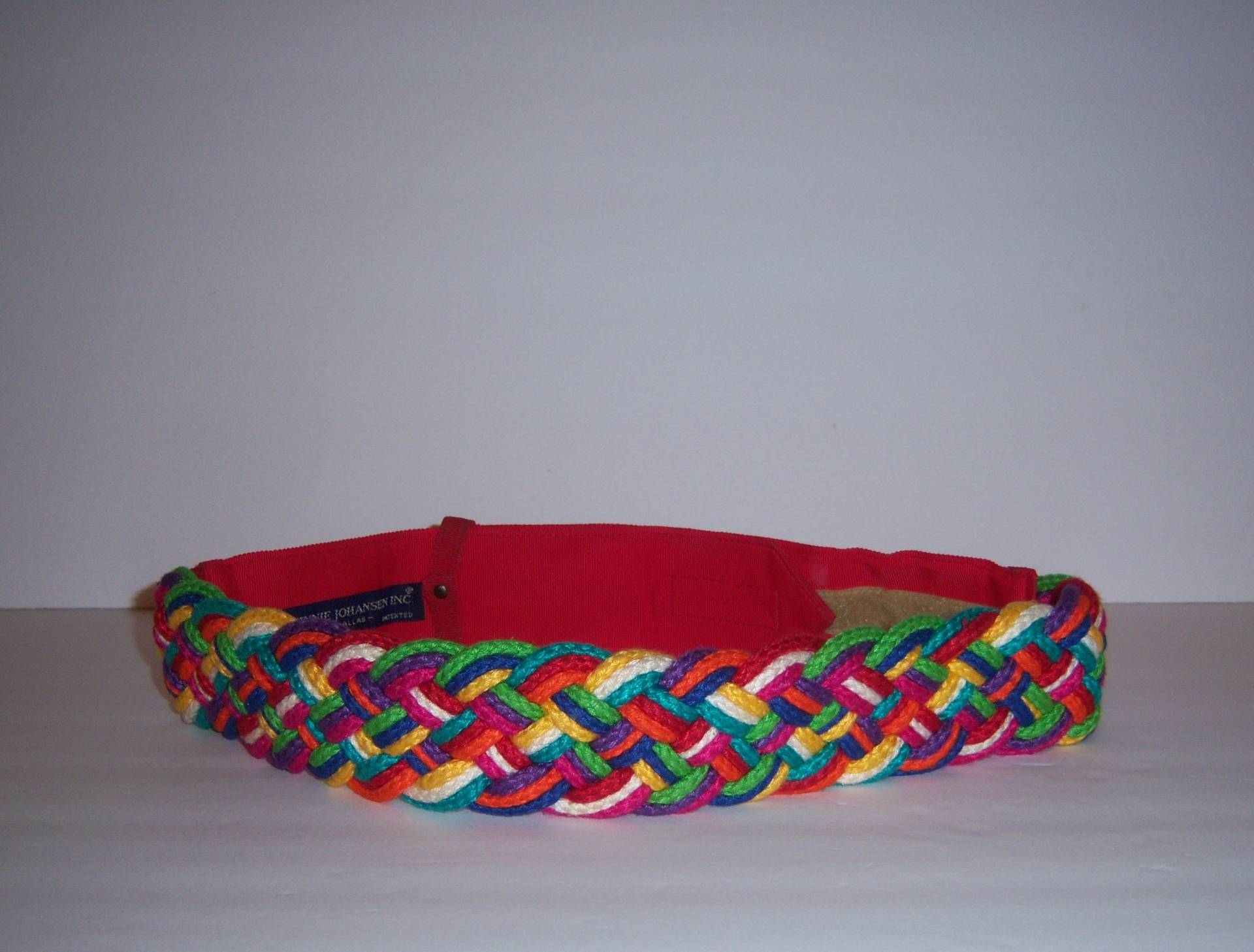 Vintage Ginny Johansen Rot Blau Grün Gelb Mehrfarbig Baumwollseil Geflochtener Verstellbarer Schiebegürtel Mittelgroß 28 - 32 Geschenk von VintagePrepGirl