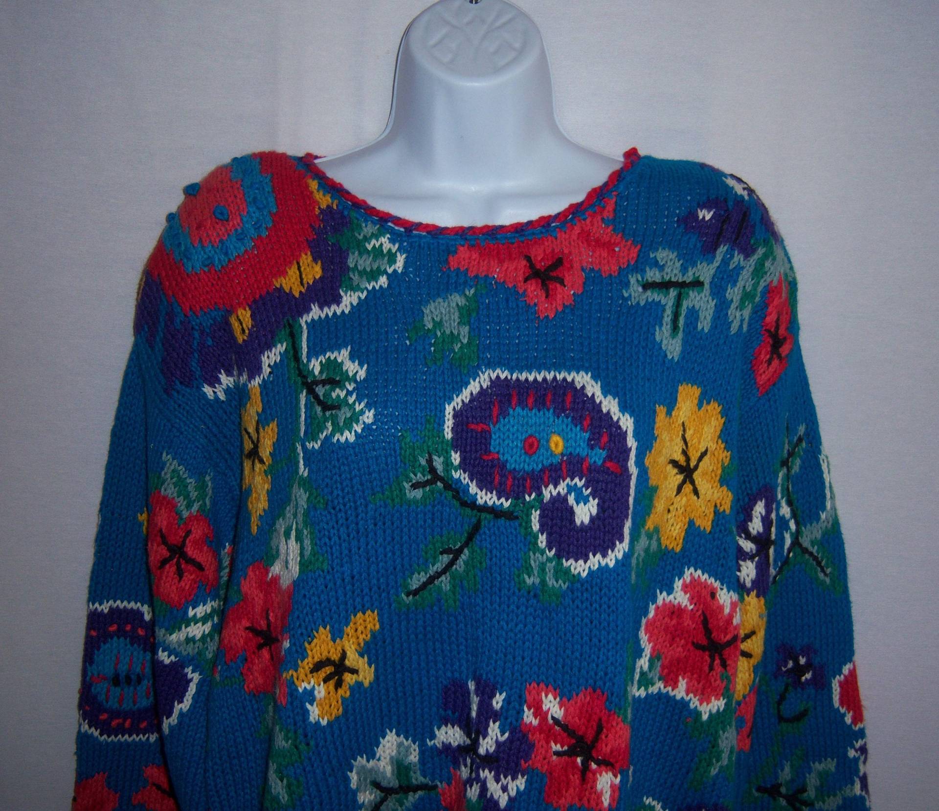 Vintage Heirlooms Türkis Blau Rot Gelb Blumen Paisley Baumwolle Pullover Extra Large Xl Deadstock Neu Mit Etikett Nos Fräulein Jackson's Gift von VintagePrepGirl