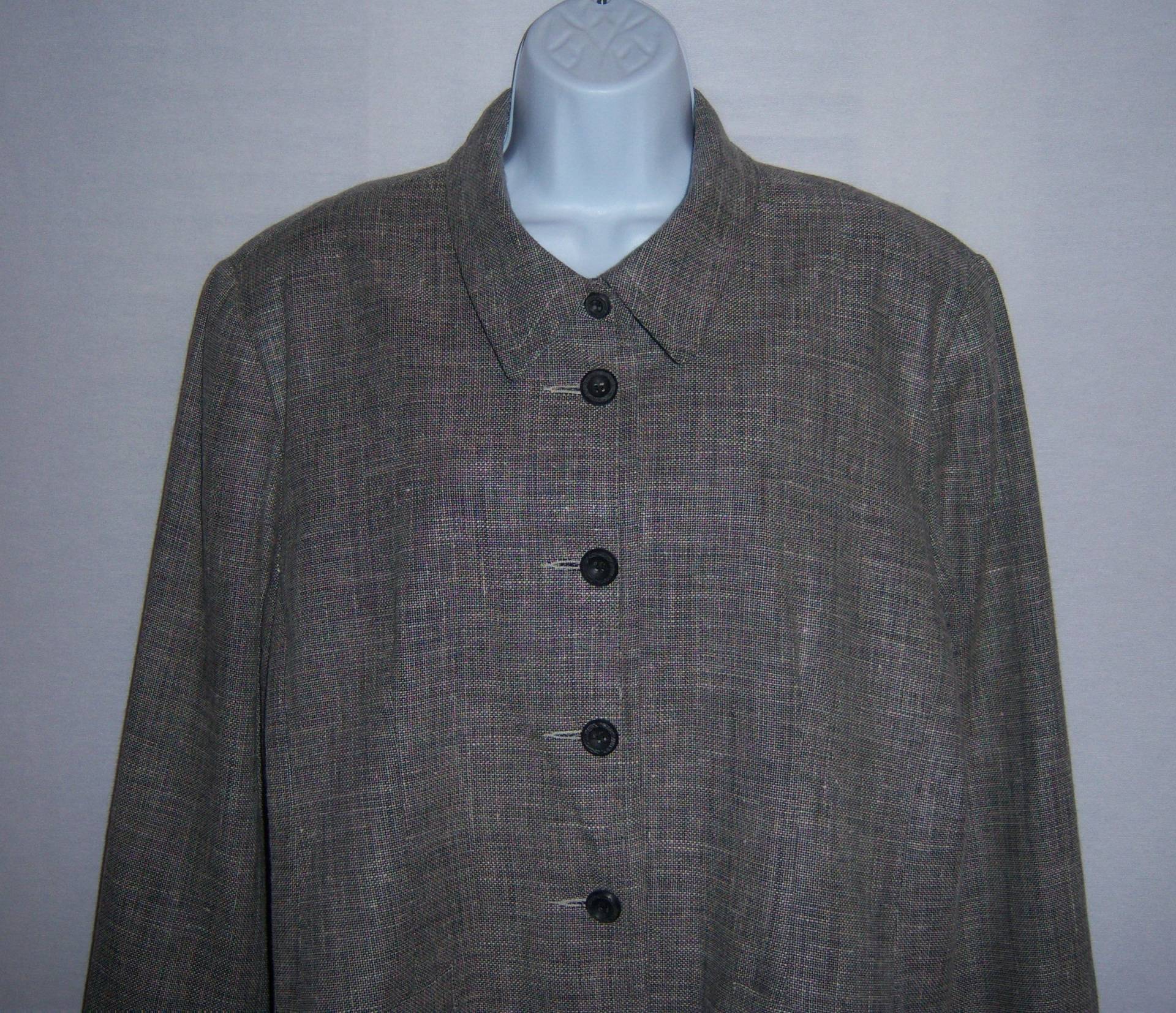 Vintage Louben Schwarz Grau Weiß Leinen Jacke Blazer 16 Extra Large Xl Deadstock Nos Nwot Anzug Geschenk von VintagePrepGirl