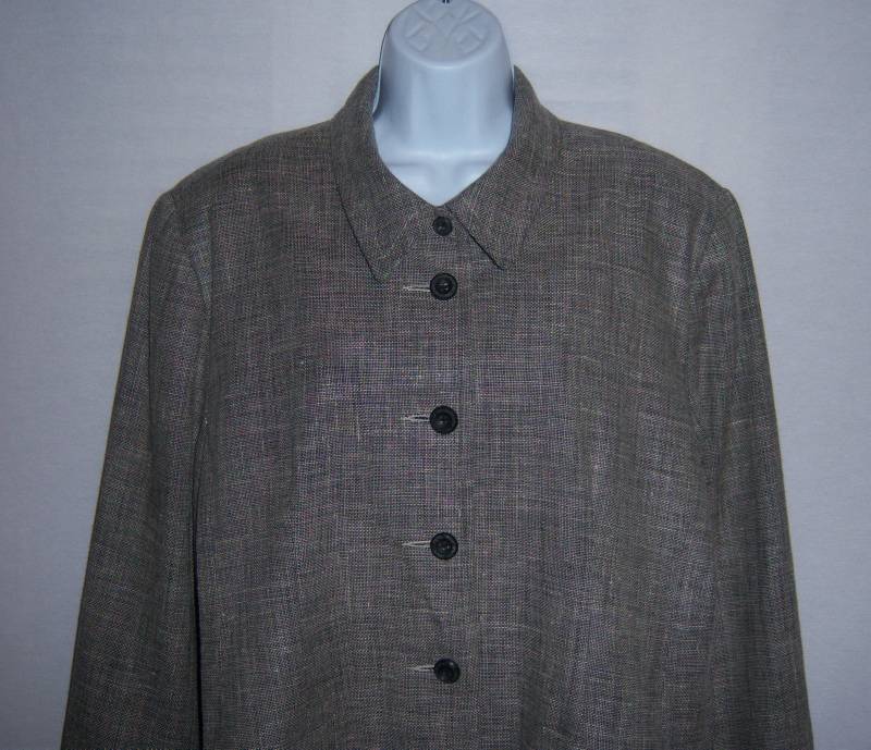 Vintage Louben Schwarz Grau Weiß Leinen Jacke Blazer 16 Extra Large Xl Deadstock Nos Nwot Anzug Geschenk von VintagePrepGirl