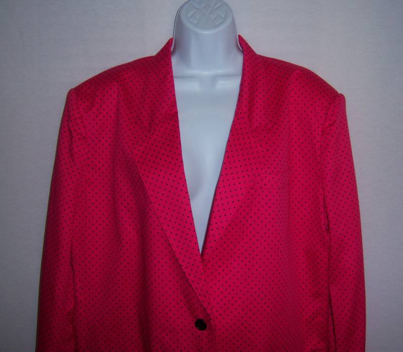 Vintage M Cohn Hot Pink Schwarz Schweizer Polka Dot Print Boyfriend Blazer Jacke 14 Large L Deadstock Nos Neu Mit Dots Geschenk von VintagePrepGirl