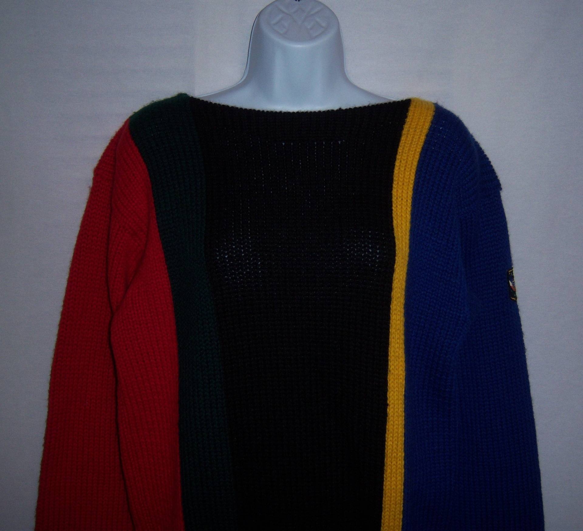 Vintage Polo Ralph Lauren Royal Blau Rot Schwarz Grün Gestreift Streifen Schwerer Wollpullover Pullover Medium Blue Label Suzide Ski Cookie K Swiss von VintagePrepGirl