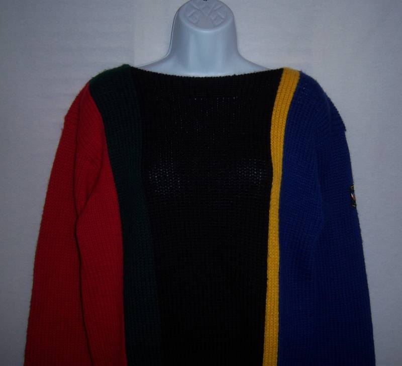 Vintage Polo Ralph Lauren Royal Blau Rot Schwarz Grün Gestreift Streifen Schwerer Wollpullover Pullover Medium Blue Label Suzide Ski Cookie K Swiss von VintagePrepGirl
