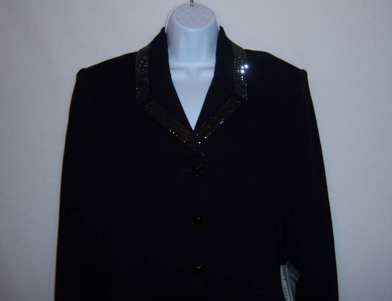 st. John Kollektion Abend By Marie Grau Schwarz Kristalle Pullover Reitjacke 12 Medium Deadstock Nmit Etikette Nos Santana Knits von VintagePrepGirl