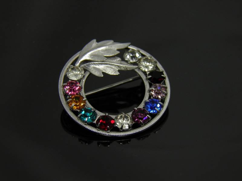 Vintage Dce Sterling Runde Bunt Strass Pin Brosche von VintagePresentations