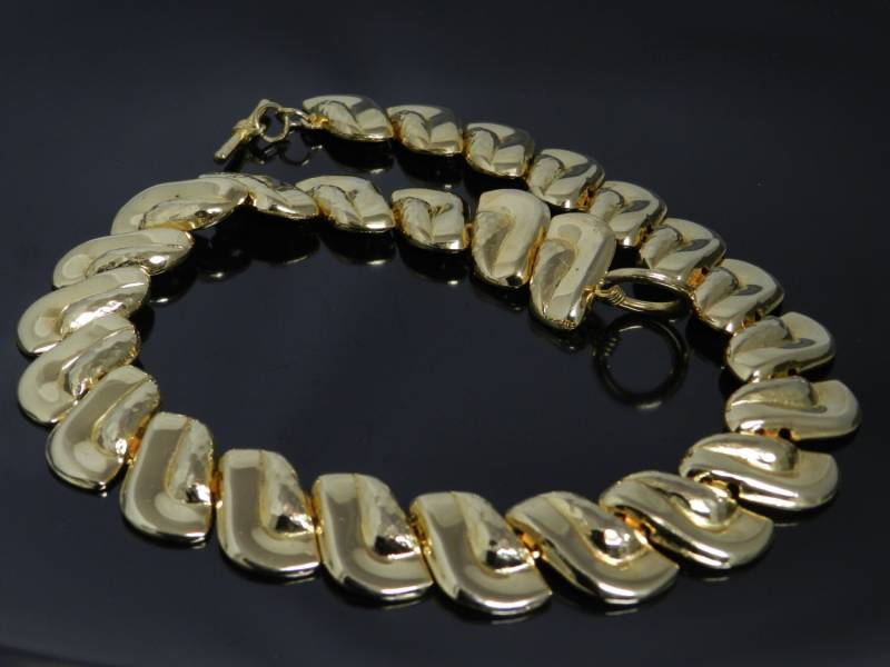 Vintage Gold Tone-Halskette Mit Glänzend Und Nicht Glatt Links von VintagePresentations