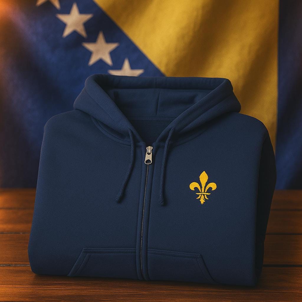 Bosanski Ljiljan Unisex Full Zip Hoodie, Balkan Mode Lilien Sweatshirt, Bosnien Fans Jacket, Bosnian Gift, Pride Apparel von VintageRebelMind