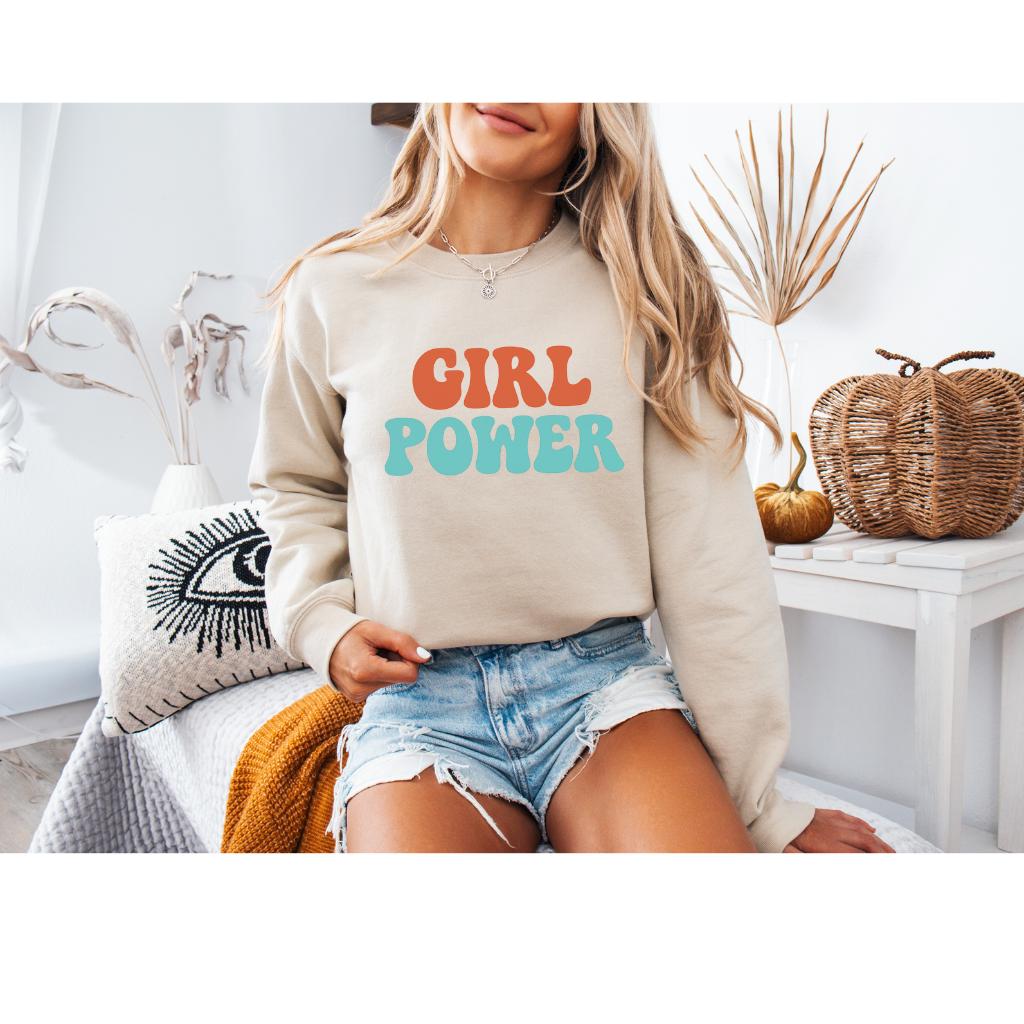 Girl Power Sweatshirt | Retro 70S Aesthetic Pullover Empowerment Sweater For Women Feminist Gift Vintage Graphic Crewneck von VintageRebelMind