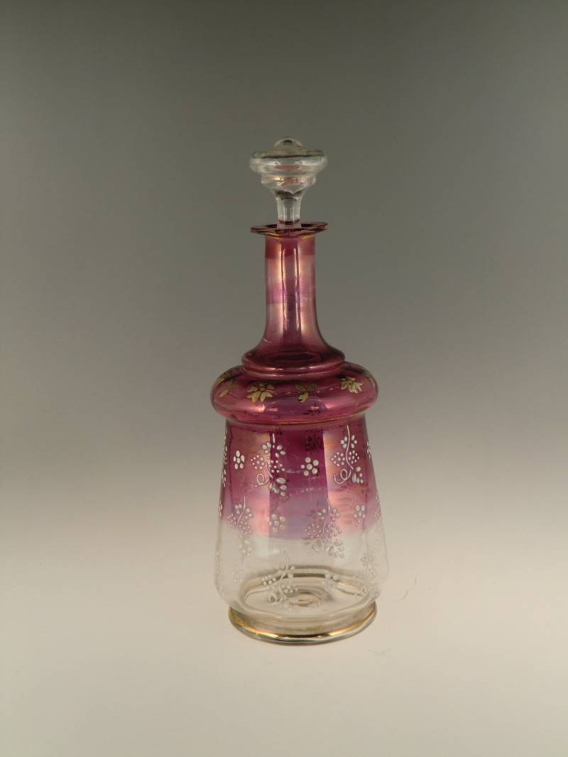 Boho Böhmen Jugendstil Glas Bemalt Emaille Parfum Flasche Karaffe von VintageRetroEu