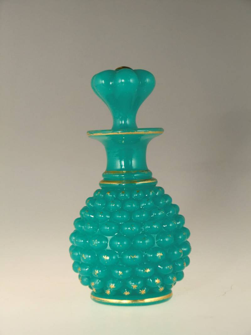 Boho Czech Amazing Biedermeier Viktorianisch Ära Türkis Uran Vergoldet Glas Parfüm Flacon von VintageRetroEu