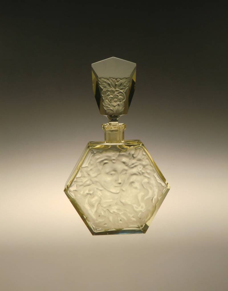 Boho Czech Art Deco Citrin Hellgelb Glas Parfum Flacon Von Rudolf Hlousek von VintageRetroEu
