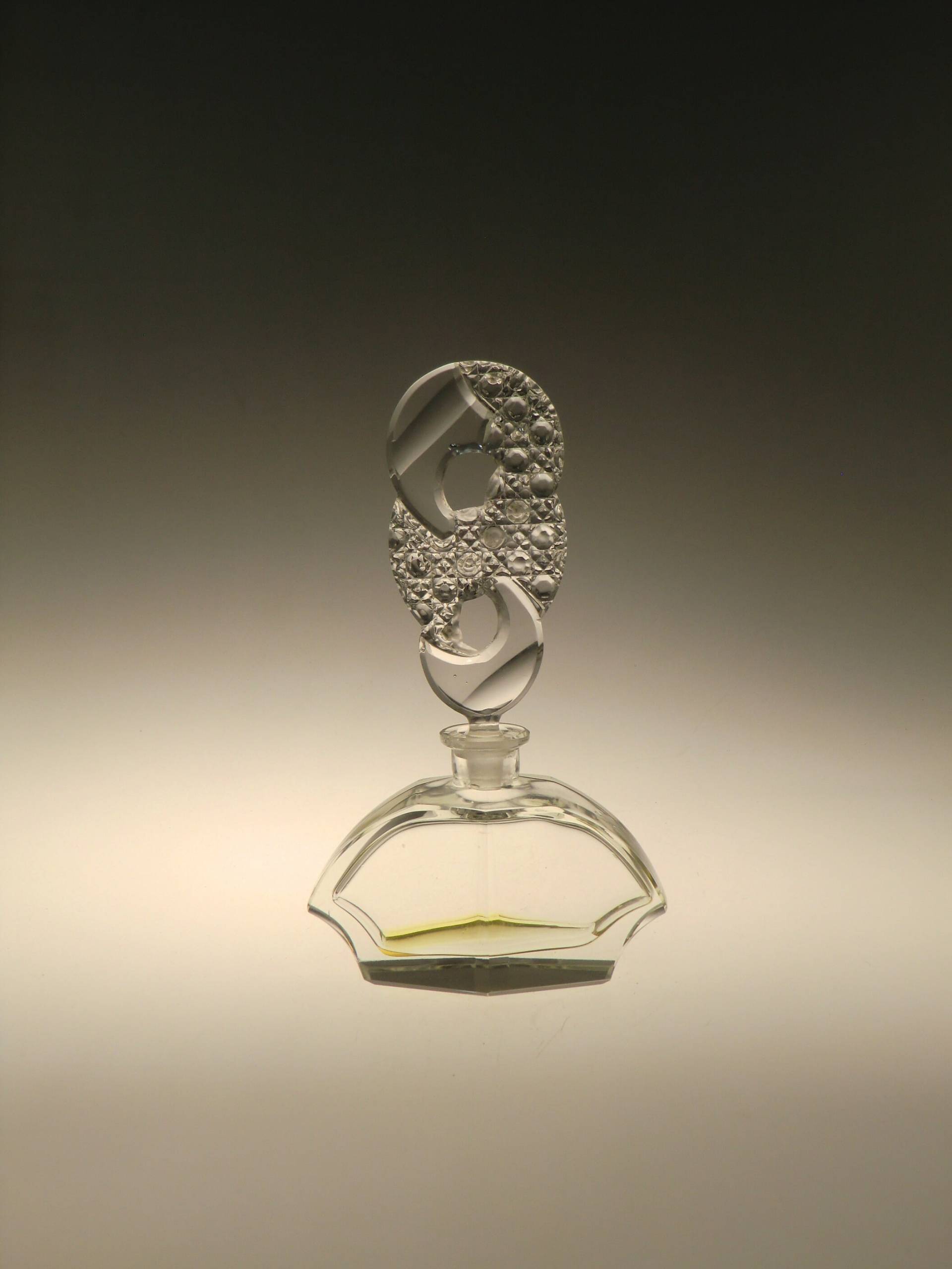 Boho Czech Art Deco Crystal Clear Cut Glas Parfüm Flacon Mit Stopper von VintageRetroEu