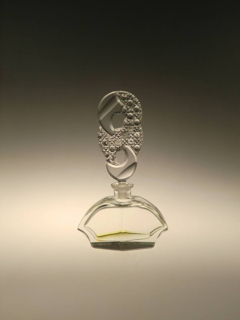 Boho Czech Art Deco Crystal Clear Cut Glas Parfüm Flacon Mit Stopper von VintageRetroEu