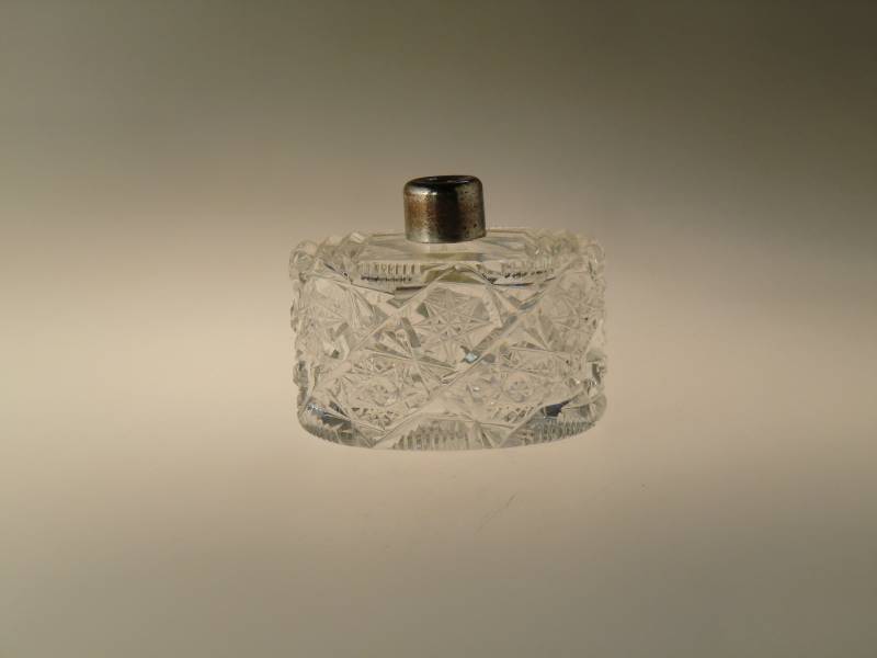 Boho Czech Art Deco Crystal Clear Cut Glas Parfum Flasche von VintageRetroEu