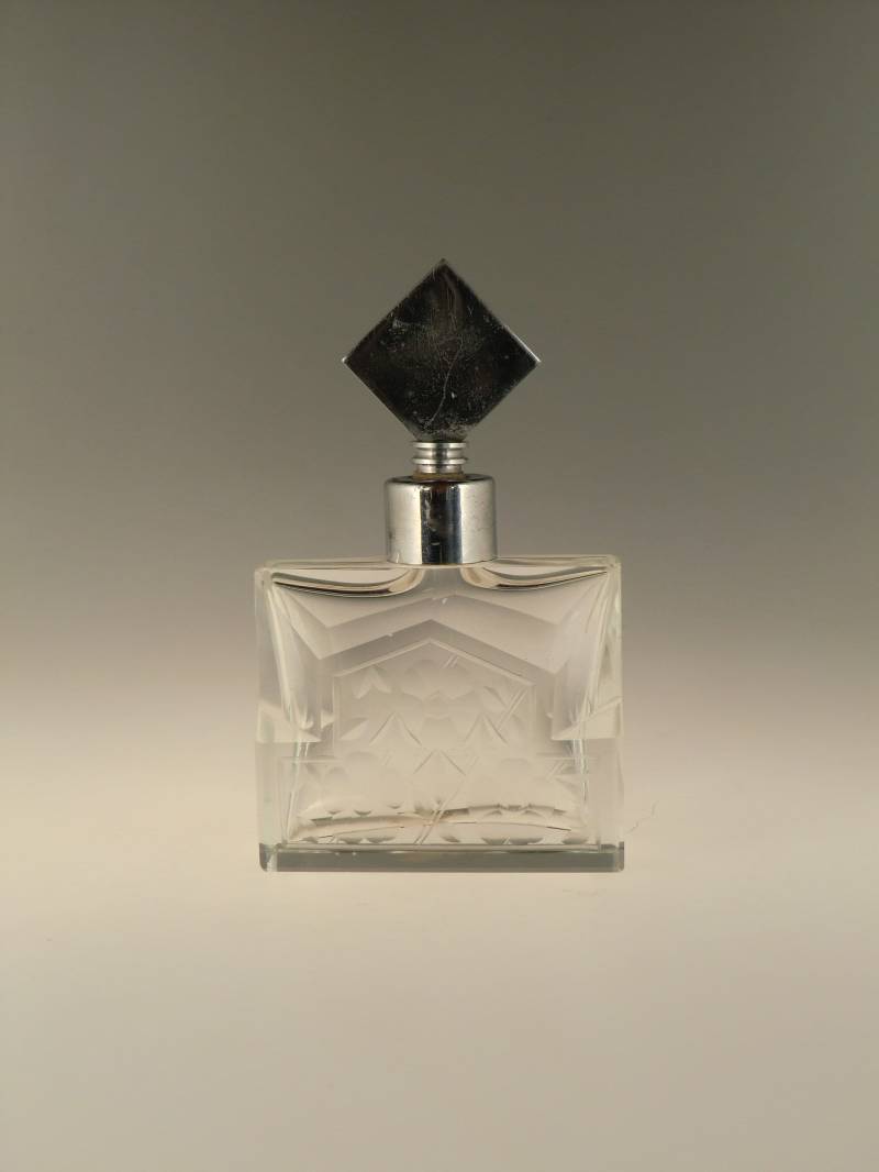 Boho Czech Art Deco Crystal Clear Gravur Glas Parfüm Flacon von VintageRetroEu