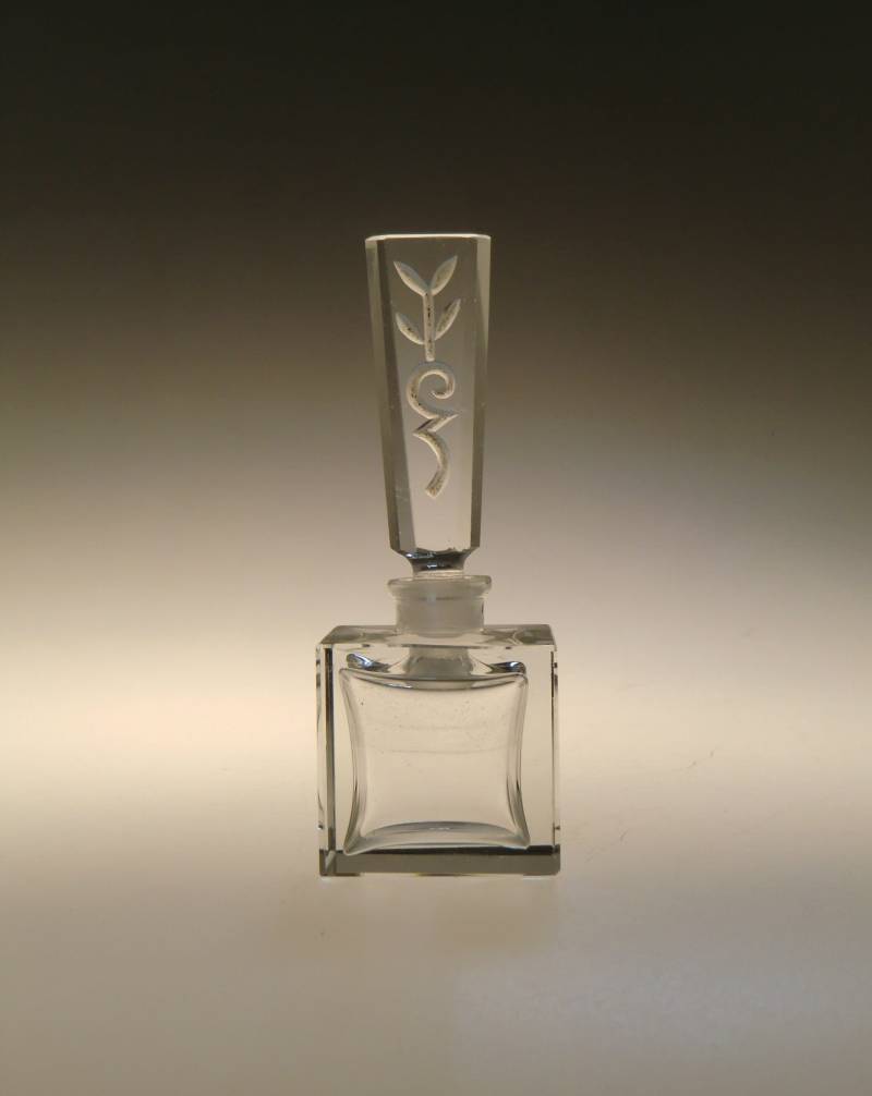Boho Czech Art Deco Crystal Clear Handschliff Glas Parfüm Flacon Mit Stopper von VintageRetroEu