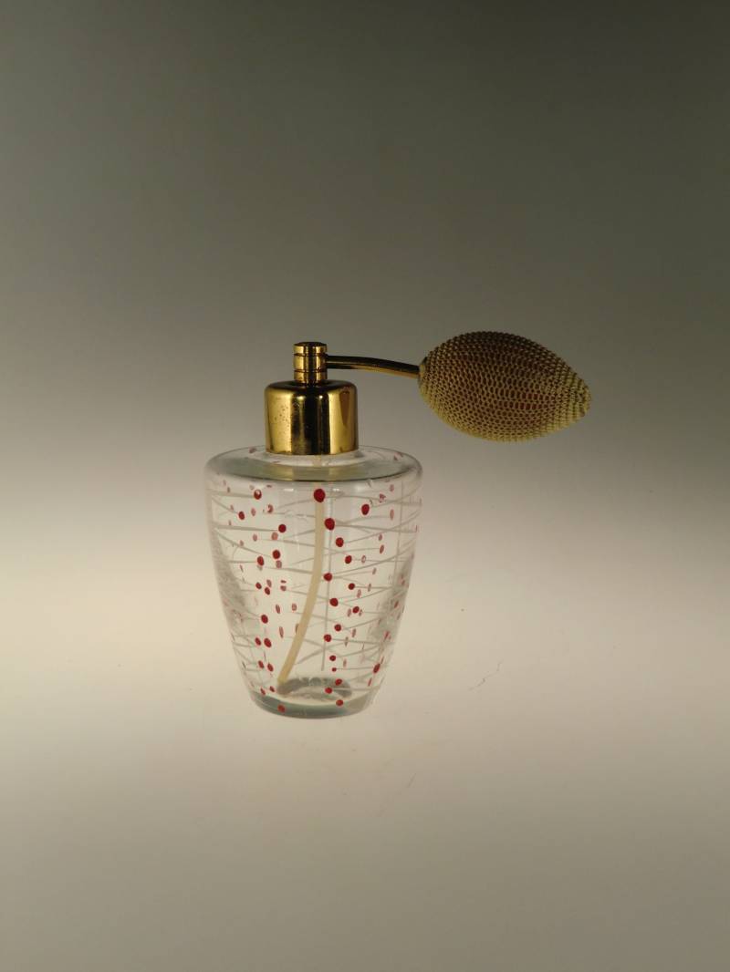 Boho Czech Art Deco Crystal Clear Painted Emaille Glas Parfum Flacon Von Podbira Brothers Haida von VintageRetroEu