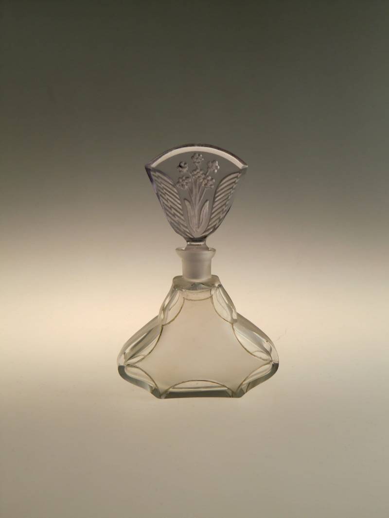Boho Czech Art Deco Glas Parfum Flacon Light Violet Stopper von VintageRetroEu