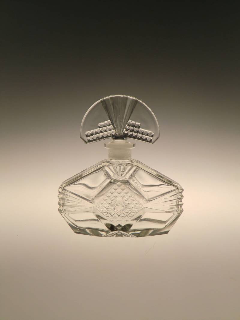 Boho Czech Art Deco Glasschliff Flakon Flacon Mit Stopper von VintageRetroEu
