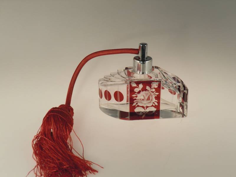 Boho Czech Art Deco Glasschliff Parfümflasche Von Karel Palda Haida von VintageRetroEu