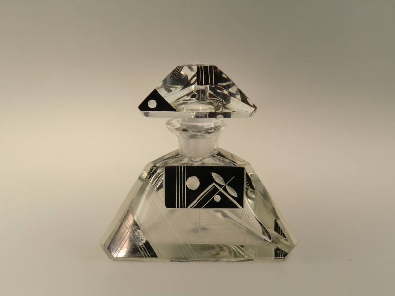 Boho Czech Art Deco Glasschliff Parfümflasche Von Karel Palda Haida von VintageRetroEu