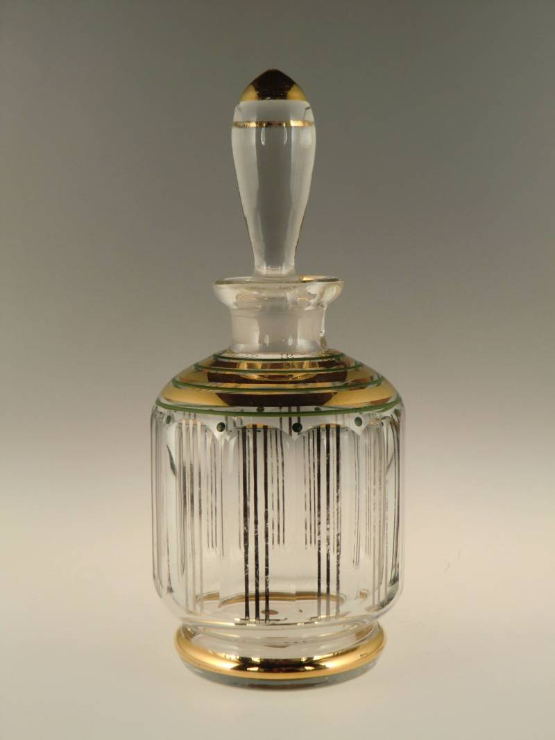 Boho Czech Art Deco Gold Handbemalte Emaille Glas Parfum Flasche + Gratis Geschenk Von Podbira Brothers von VintageRetroEu