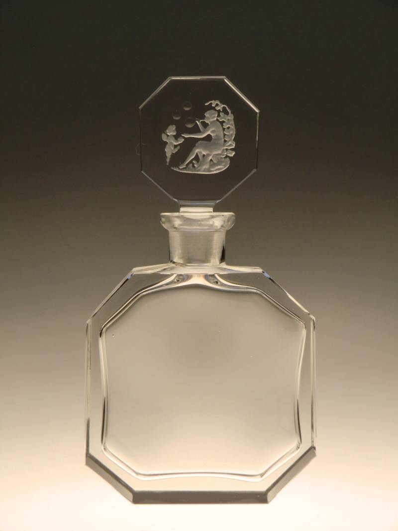 Boho Czech Art Deco Klare Kristall Glas Parfum Flasche von VintageRetroEu