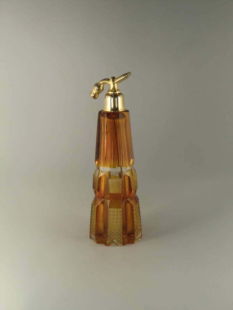 Boho Czech Art Deco Kubist Glasschliff Parfüm Flacon von VintageRetroEu