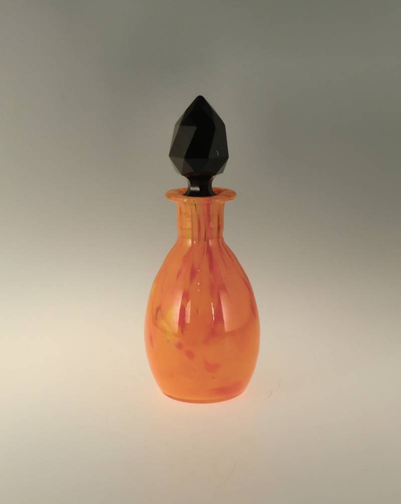 Boho Czech Art Deco Orange Tango Splatter Glas Parfum Flacon von VintageRetroEu