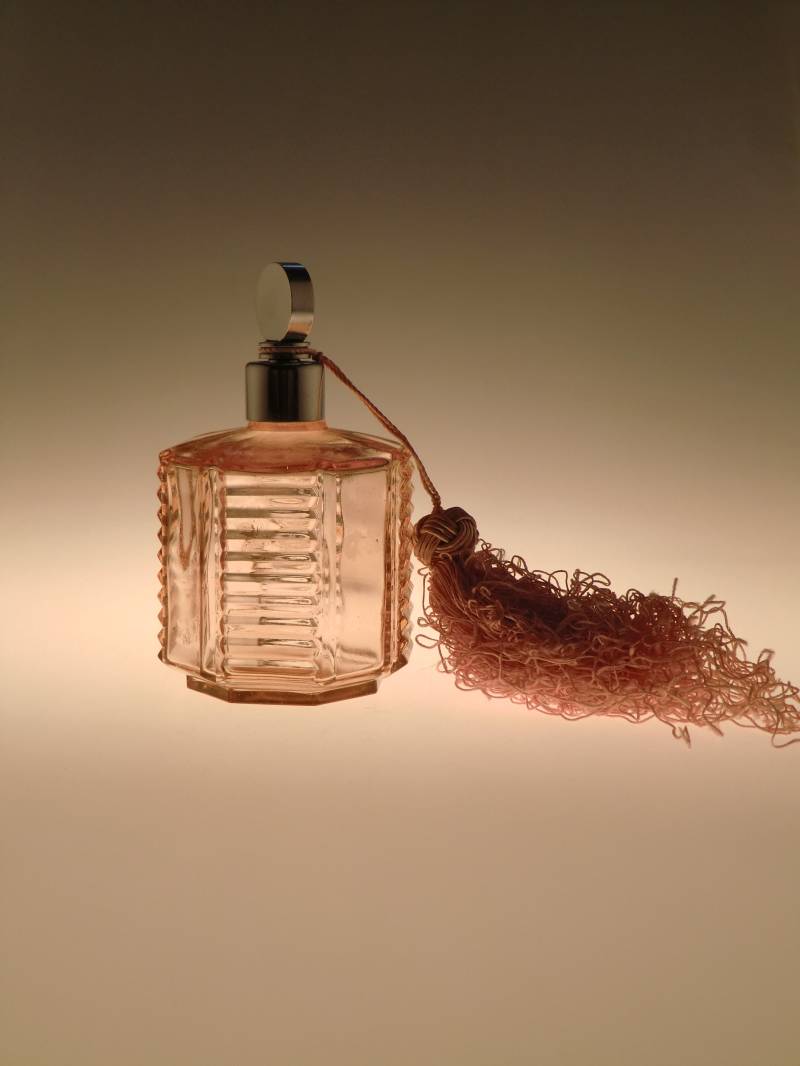 Boho Czech Art Deco Rosaline Glas Parfum Flacon von VintageRetroEu