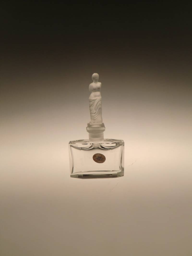 Boho Czech Art Deco Schlevogt Crystal Clear Cut Glas Parfüm Flacon Mit Venus Auf Dem Stopper von VintageRetroEu