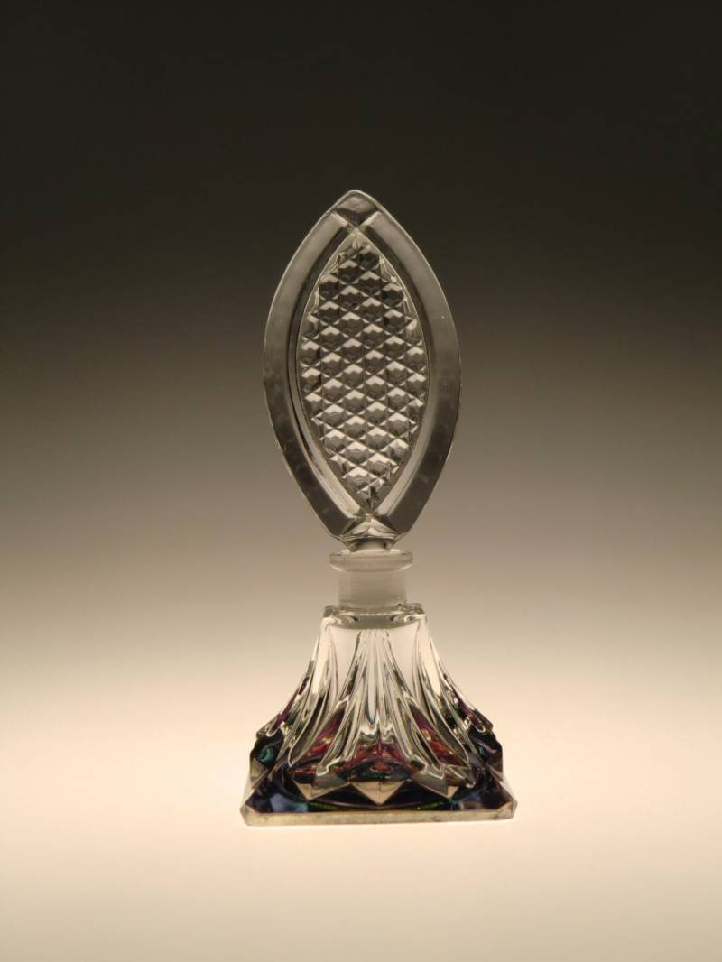 Boho Czech Art Glass Parfum Flacon Iris Schillernd von VintageRetroEu