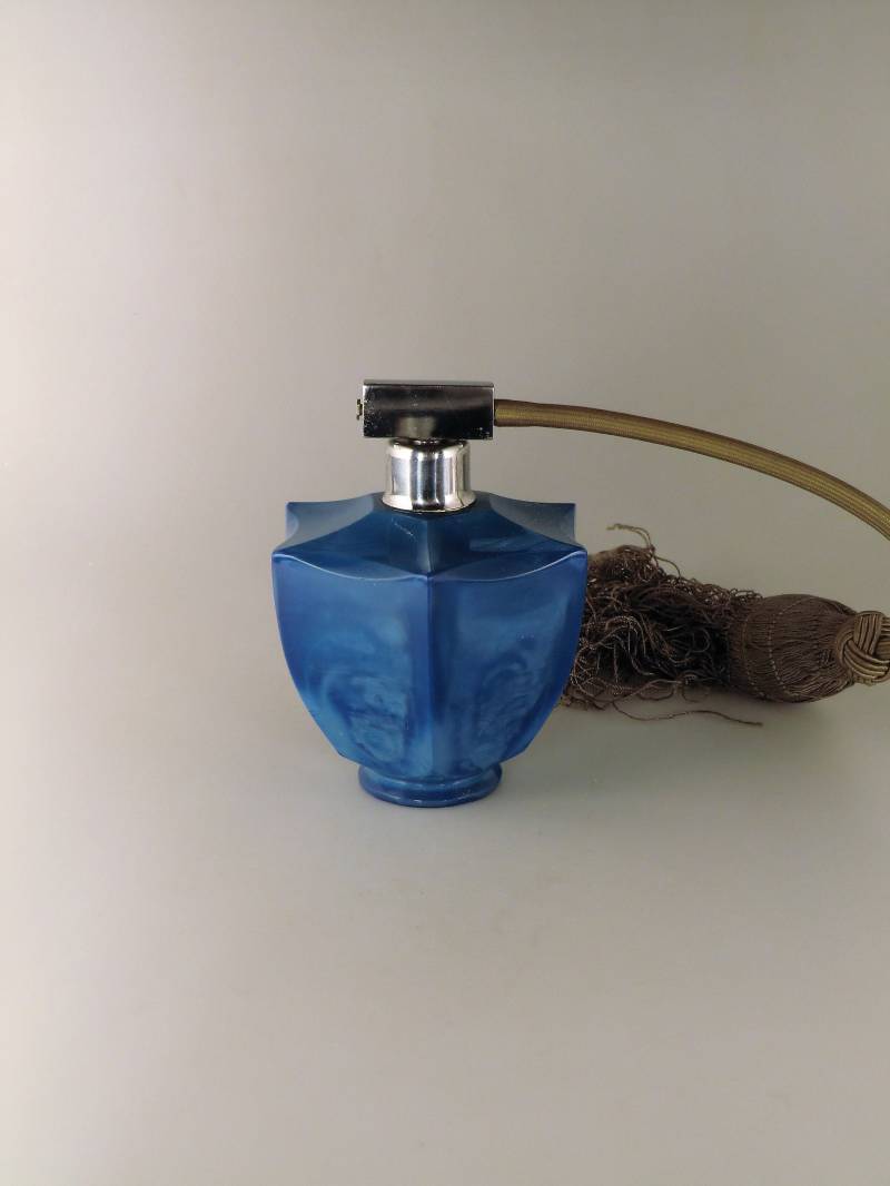 Boho Czech Curt Schlevogt Ingrid Lapis Lazuli Glas Parfum Flacon Rarität von VintageRetroEu