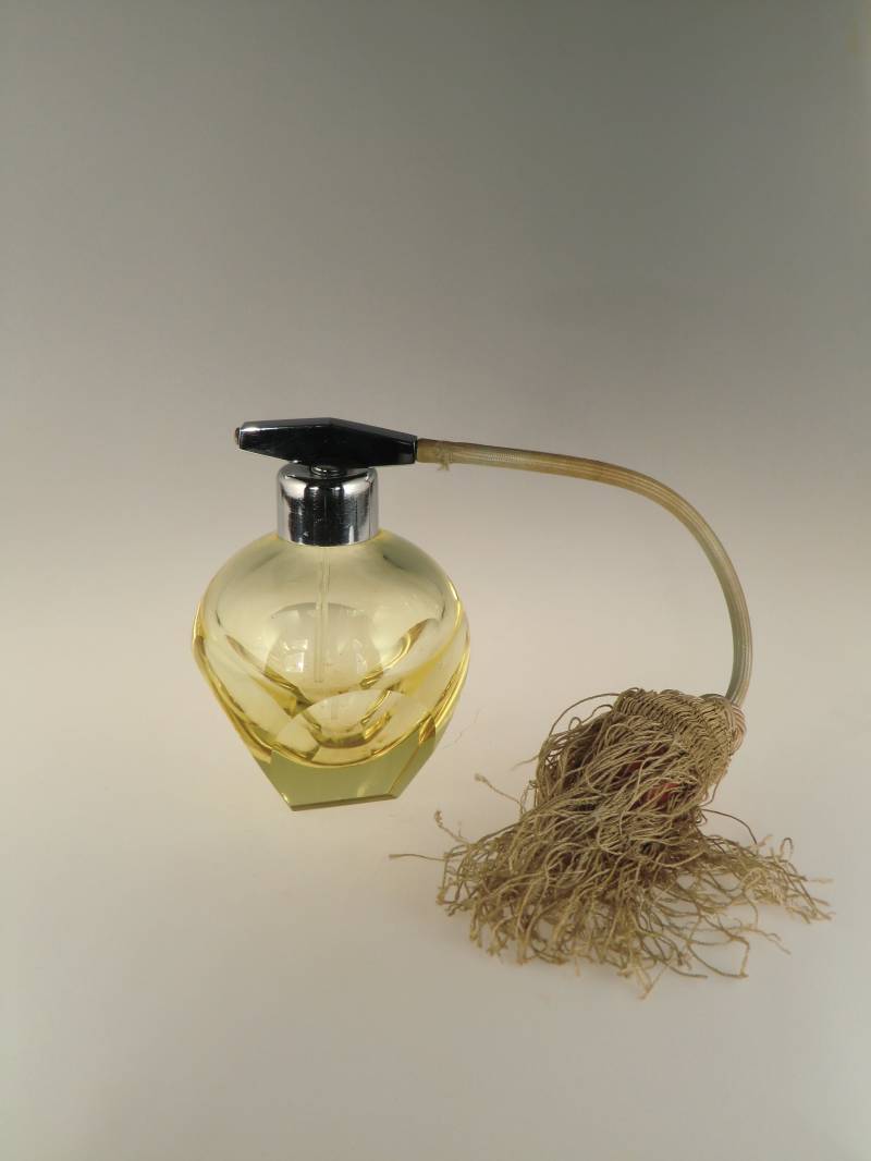 Boho Czech Moser Art Deco Citrin Schliff Glas Parfüm Flacon von VintageRetroEu