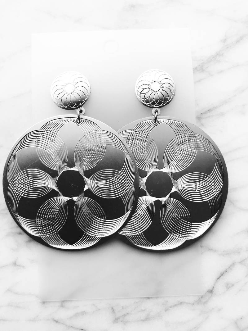 Geätzte Silber Scheiben Ohrringe von VintageRetroHandmade