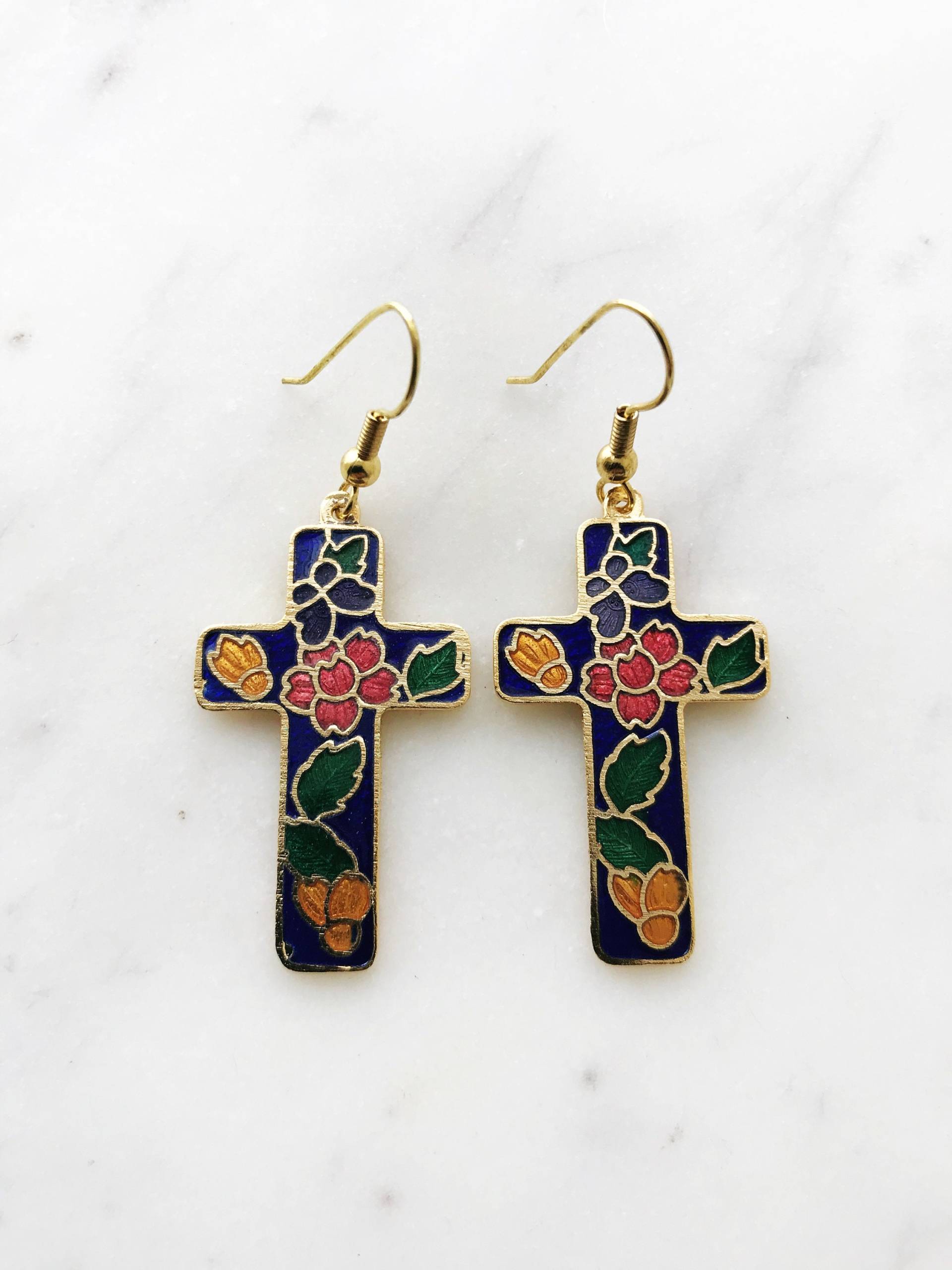 Vintage Cloisonne Blaue Kreuz Ohrringe Vintage Cloisonne Blaue Kreuz Ohrringe von VintageRetroHandmade