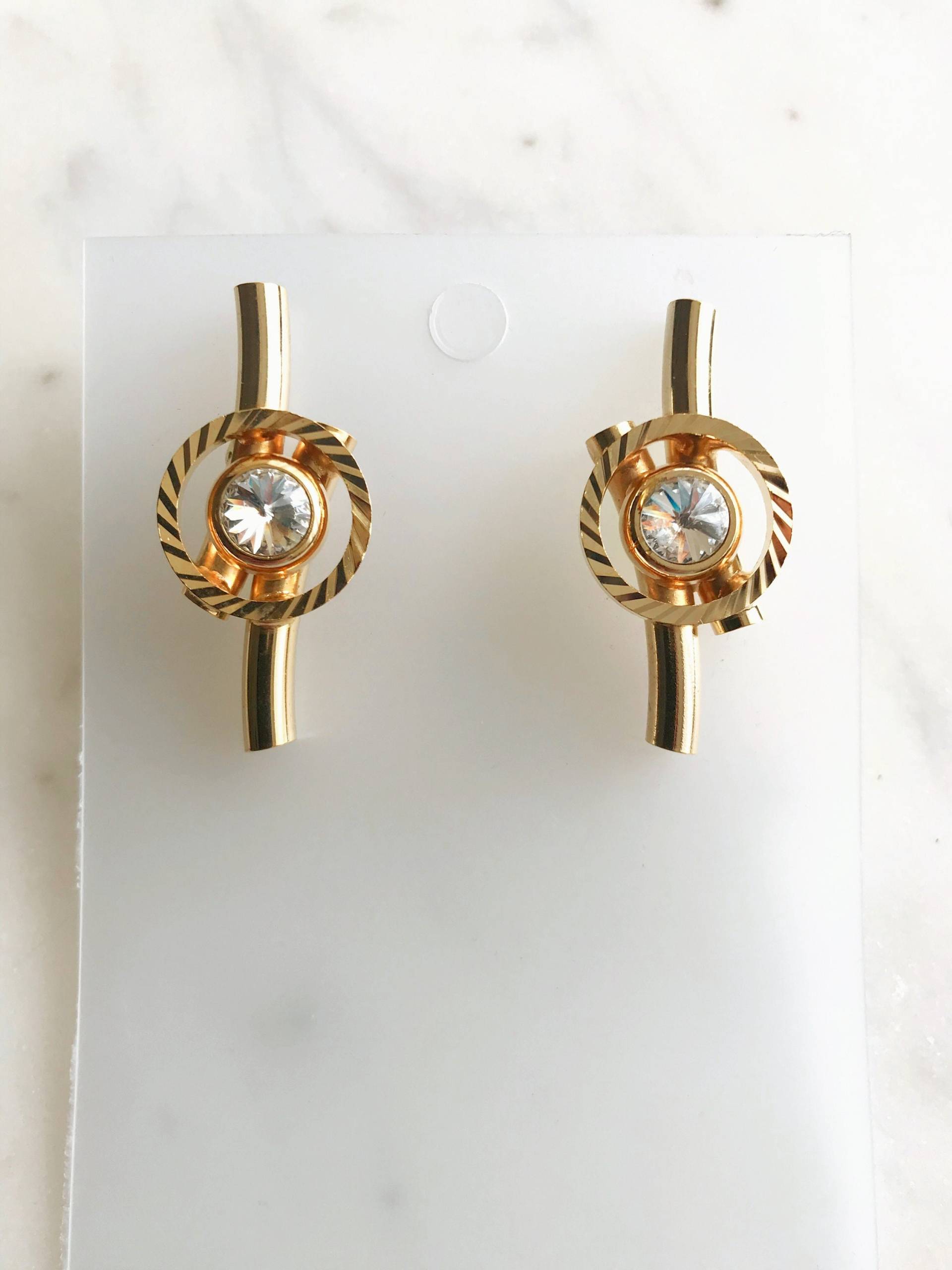 Vintage Retro Kristall Vergoldete Ohrringe Vintage Retro Kristall Vergoldete Ohrringe von VintageRetroHandmade